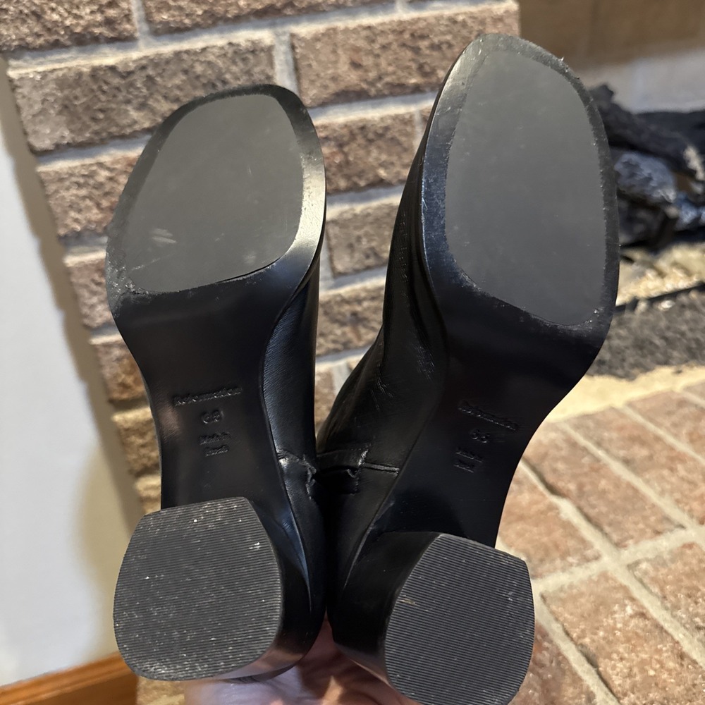 Reformation Louis Stretch Sock Bootie Leather Boots Block Heel Black Size 6.5 - Picture 7 of 16
